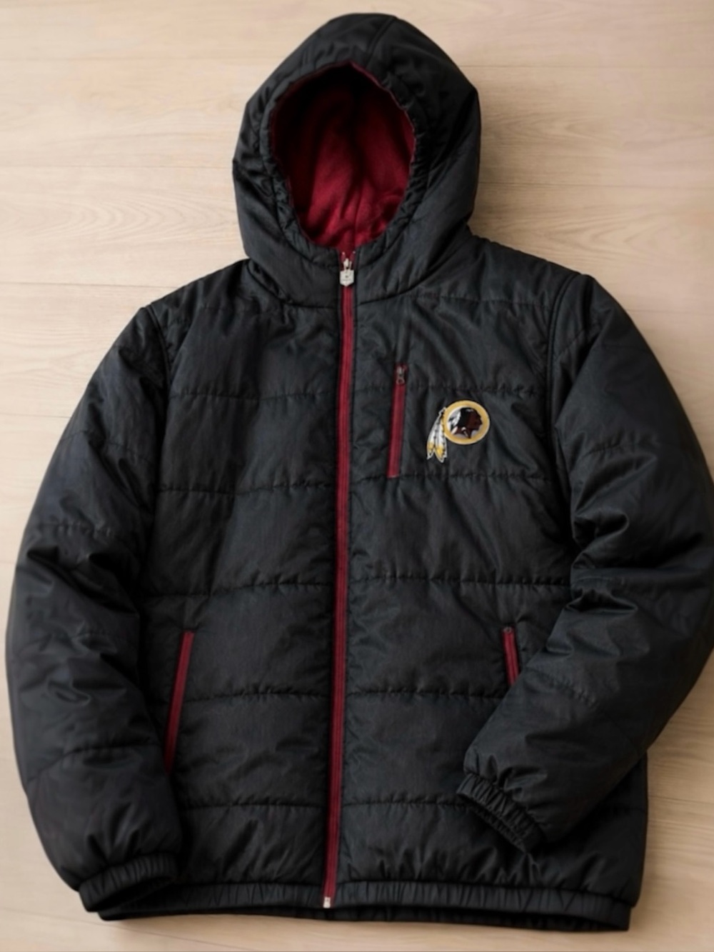 VTG NFL Pro Line Washington Redskins Commanders Hooded Puffer Lined Jacket 3XL
